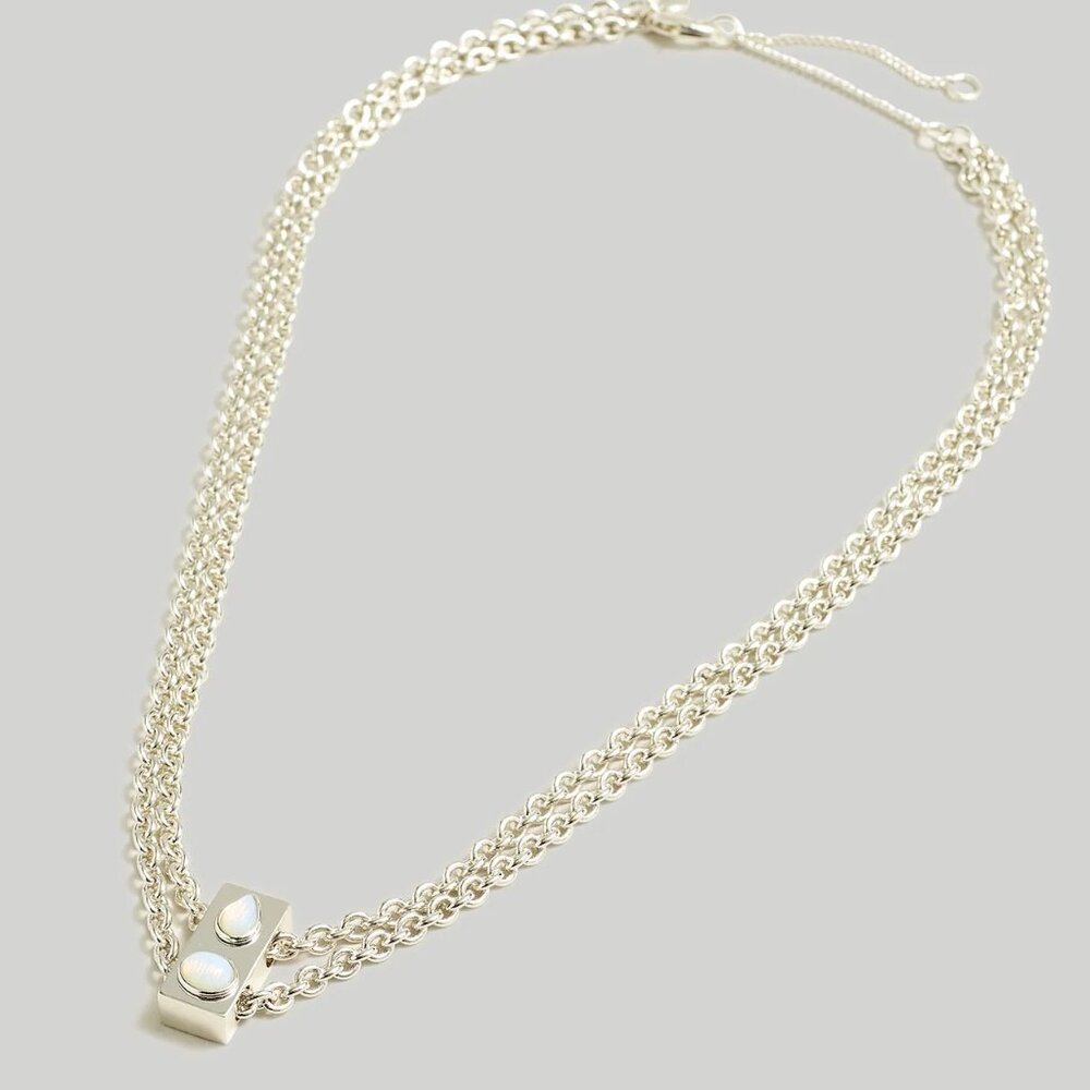 Madewell White Opal Stone Collection Double Chain Necklace